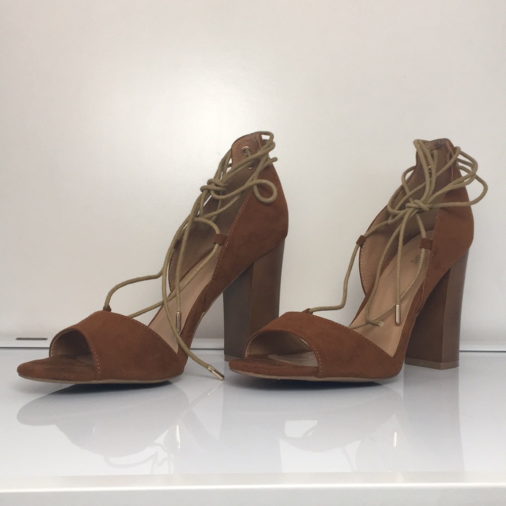 Tan Suede Strap Heels - Picture 4 of 4